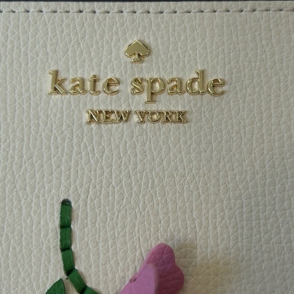 Kate Spade Cream Lucy Wristlet with Pink Floral 3D Accents - Picture 7 of 8